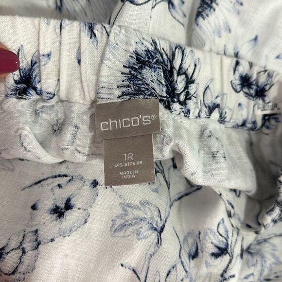 Chico’s Linen Floral-Print High Rise Straight-Leg Pants Size 8R - Picture 5 of 9